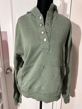 SO Olive Green Snap-Button Hooded Sweatshirt